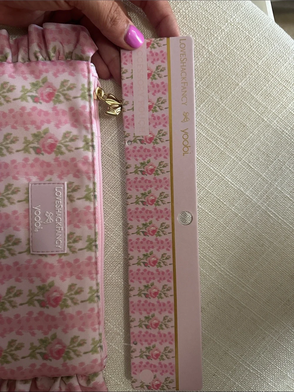 LoveShackFancy x Target Pink Floral Ruffled Pouch